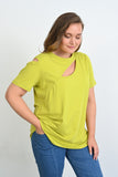 Γυναικείο βαμβακερό μπλουζάκι σε μεγάλα μεγέθη - Λάιμ