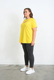 Γυναικείο βαμβακερό μπλουζάκι σε μεγάλα μεγέθη - Κίτρινο