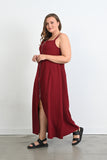 Γυναικείο φόρεμα με φερμουάρ σε μεγάλα μεγέθη - Μπορντό