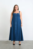 Γυναικείο φόρεμα με φερμουάρ σε μεγάλα μεγέθη  - Μπλε