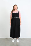 Μακρύ φόρεμα βισκόζης με διακοσμητικά κουμπιά σε μεγάλα μεγέθη- Μαύρο
