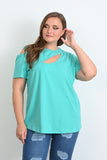 Γυναικείο βαμβακερό μπλουζάκι σε μεγάλα μεγέθη  - Πράσινο