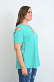 Γυναικείο βαμβακερό μπλουζάκι σε μεγάλα μεγέθη  - Πράσινο