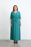  Κρουαζέ  φόρεμα Samantha σε μεγάλα μεγέθη - Πράσινοо