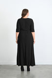 Μάξι φόρεμα με V κρουαζε λαιμόκοψη Samantha σε μεγάλα μεγέθη-Μαύρο