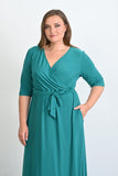 Κρουαζέ  φόρεμα Samantha σε μεγάλα μεγέθη - Πράσινοо