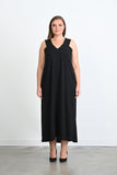 Καλοκαιρινό φόρεμα με τιραντάκια σε μεγάλα μεγέθη - Μαύρο