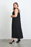 Καλοκαιρινό φόρεμα με τιραντάκια σε μεγάλα μεγέθη - Μαύρο