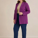 Σπορ-κομψό μπλεϊζερ χωρίς κούμπωμα σε Φούξια χρώμα σε μεγάλα μεγέθη 