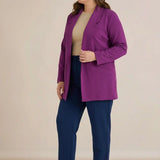 Σπορ-κομψό μπλεϊζερ χωρίς κούμπωμα σε Φούξια χρώμα σε μεγάλα μεγέθη 