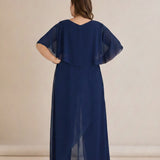 Κομψή ολόσωμη φόρμα από μουσελίνα με αλυσίδα - Σκούρο Μπλε