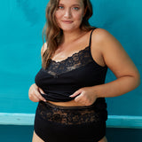 Βαμβακερά σλιπ με δαντέλα - Μαύρο