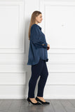 Γυναικείο πουκάμισο πολυτέλειας σε μεγάλα μεγέθη-Σκούρο Μπλε