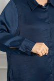 Γυναικείο πουκάμισο πολυτέλειας σε μεγάλα μεγέθη-Σκούρο Μπλε