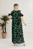 Καλοκαιρινό φόρεμα από βισκόζη με V λαιμόκοψη σε μεγάλα μεγέθη- Πράσινο