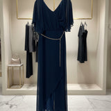 Κομψή ολόσωμη φόρμα από μουσελίνα με αλυσίδα - Σκούρο Μπλε