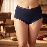 Κλασικό βαμβακερό σλιπ με δαντέλα – Σκούρο μπλε