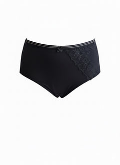 Γυναικείο σλιπ  με πολυτελή διακόσμηση από τούλι – Μαύρο