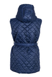 Γυναικείο ελαφρύ γιλέκο με κουκούλα σε μεγάλα μεγέθη- Σκούρο Μπλε