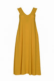 Καλοκαιρινό φόρεμα με τιραντάκια σε μεγάλα μεγέθη - Κίτρινο