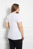 Βαμβακερή μπλούζα με δαντέλα σε μεγάλα μεγέθη- Άσπρο