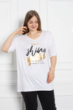 Γυναικείο μπλουζάκι με στάμπα Simply Shine σε μεγάλα μεγέθη-Άσπρο