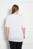 Γυναικείο μπλουζάκι Simply Shine με στάμπα σε μεγάλα μεγέθη-Άσπρο