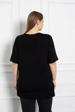Γυναικείο μπλουζάκι με στάμπα Strasakia σε μεγάλα μεγέθη-Μαύρο