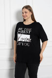 Γυναικείο μπλουζάκι με στάμπα Best version of you σε μεγάλα μεγέθη-Μαύρο