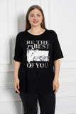 Γυναικείο μπλουζάκι με στάμπα Best version of you σε μεγάλα μεγέθη-Μαύρο