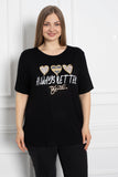 Γυναικείο  μπλουζάκι με στάμπα Always better together σε μεγάλα μεγέθη-Μαύρο