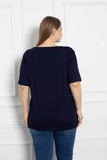 Γυναικείο μπλουζάκι με στάμπα Life is now σε μεγάλα μεγέθη-Σκούρο μπλε