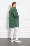Denim μπουφάν τύπου πουκάμισο σε μεγάλα μεγέθη  - Σκούρο Πράσινο