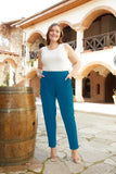 Γναικείο παντελόνι Klara σε μεγάλα μεγέθη  - Πετρόλ