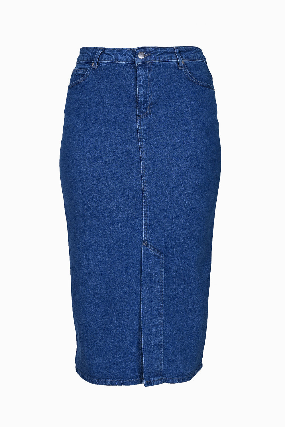 Denim φούστα από σφιχτό ύφασμα σε μεγάλα μεγέθη - Μπλε