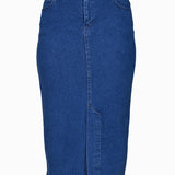 Denim φούστα από σφιχτό ύφασμα σε μεγάλα μεγέθη - Μπλε