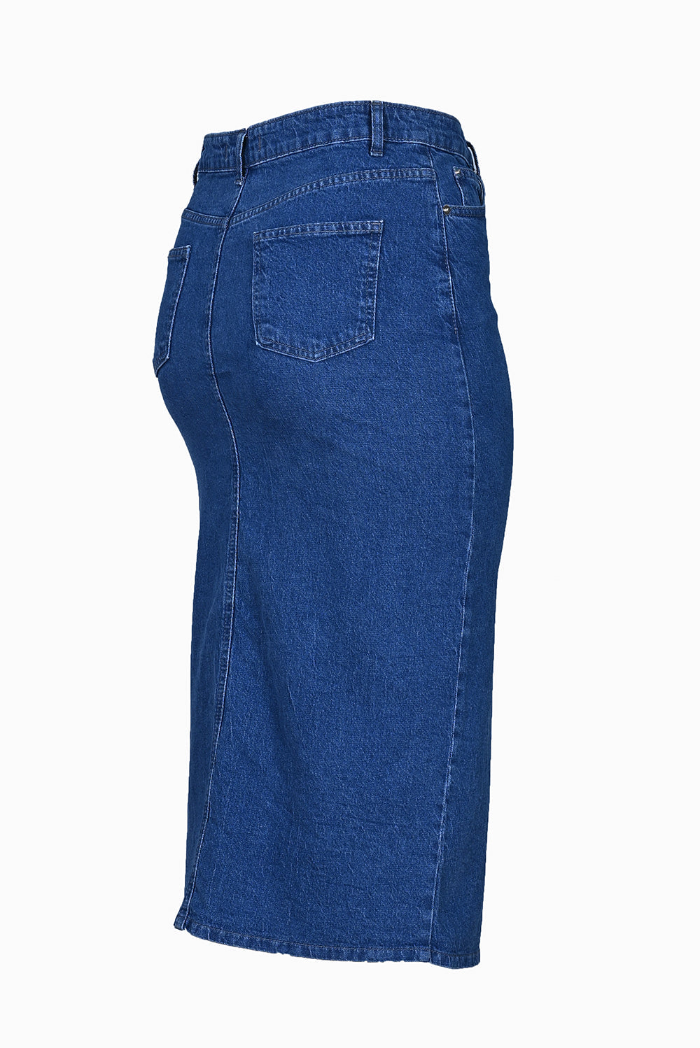 Denim φούστα από σφιχτό ύφασμα σε μεγάλα μεγέθη - Μπλε