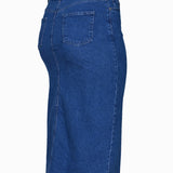 Denim φούστα από σφιχτό ύφασμα σε μεγάλα μεγέθη - Μπλε
