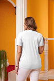 Γυναικεία μπλούζα με στάμπα και στρασάκια σε μεγάλα μεγέθη- Άσπρο