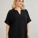 Αέρινη τουνίκ με boho λεπτομέρειες σε Μαύρο χρώμα σε μεγάλα μεγέθη