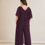 Κομψή ολόσωμη φόρμα από μουσελίνα με αλυσίδα - Μπορντό