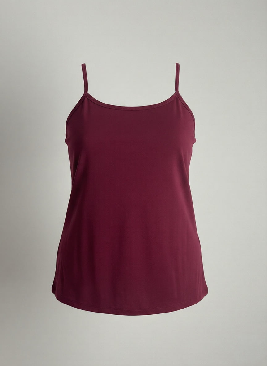 Βαμβακερό τιραντάκι με λεπτές τιράντες σε χρώμα Μπορντό σε μεγάλα μεγέθη