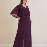 Κομψή ολόσωμη φόρμα από μουσελίνα με αλυσίδα - Μπορντό