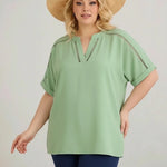 Αέρινη τουνίκ με boho λεπτομέρειες σε χρώμα Μέντα σε μεγάλα μεγέθη 