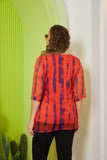 Γυναικεία μπλούζα από μουσελίνα σε μέγαλα μεγέθη - Πορτοκαλί