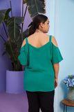 Γυναικεία μπλούζα με τιραντάκια και έξω τους ώμους σε μεγάλα μεγέθη- Πράσινο