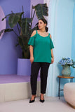 Γυναικεία μπλούζα με τιραντάκια και έξω τους ώμους σε μεγάλα μεγέθη- Πράσινο