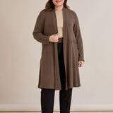 Μακριά ζακέτα τύπου κάπα σε Καπουτσίνο χρώμα σε μεγάλα μεγέθη