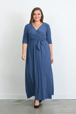 Κρουαζέ  φόρεμα Samantha σε μεγάλα μεγέθη - Μπλε