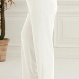 Γυναικείο φαρδύ παντελόνι Shelly με τσέπες - Λευκό